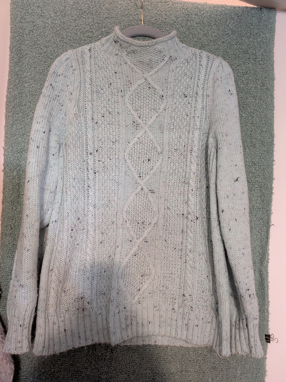 Talbots Light Blue Cable Knit Mock Neck Sweater